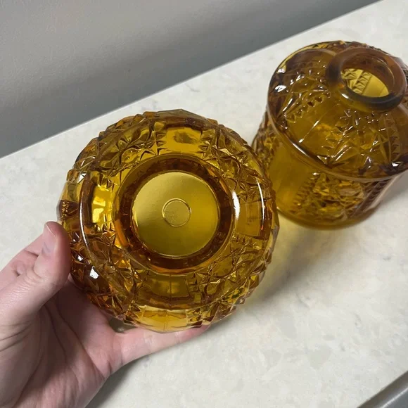 Vintage Indiana Amber Glass Fairy Lamp - Picture 4 of 6